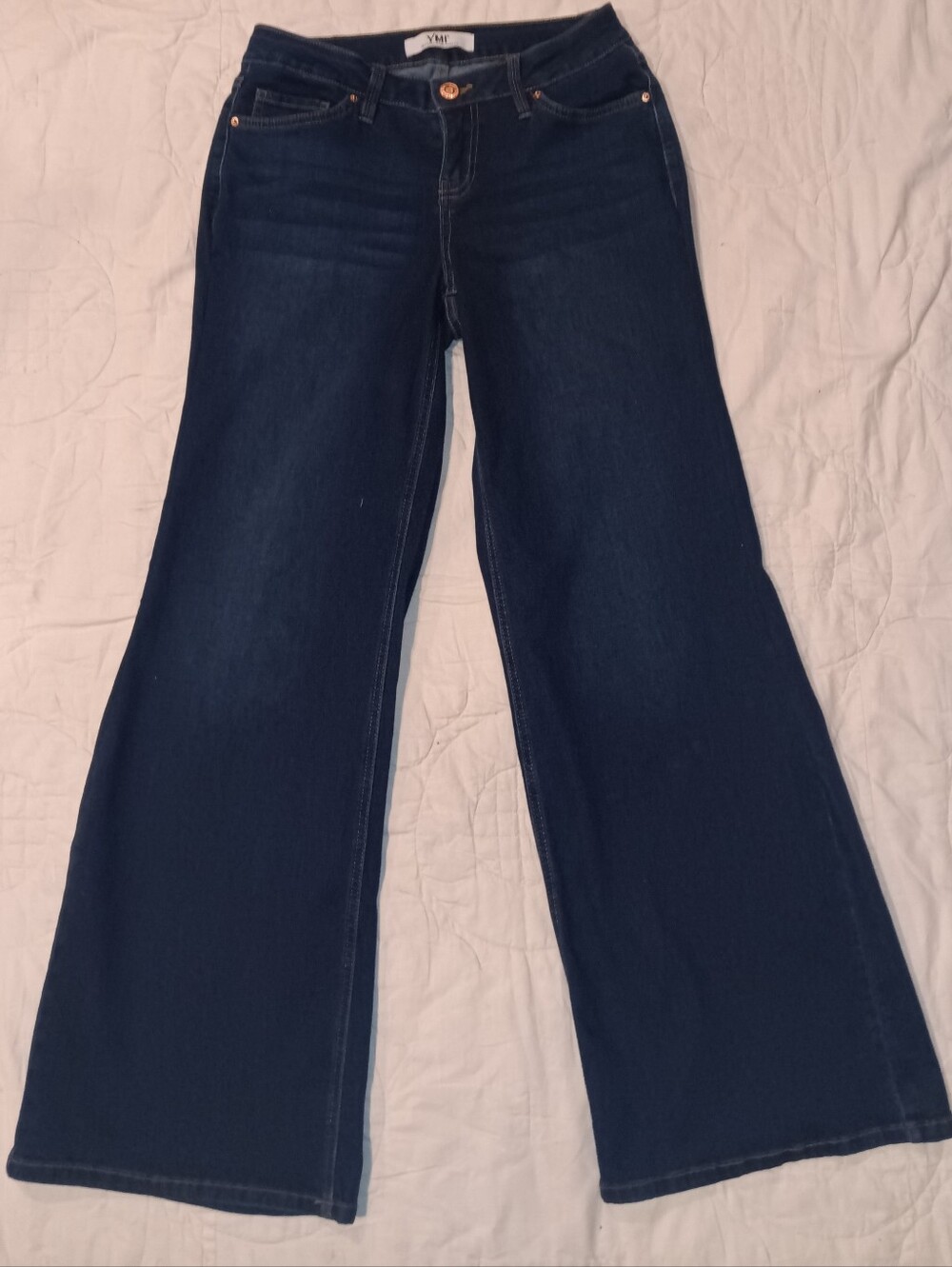 YMI Dark Blue Wide-Leg Low-Rise Jeans